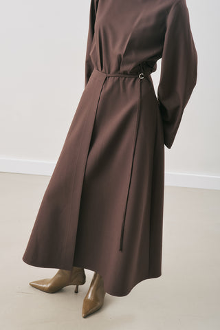 Wrap-Skirt Classic Dress Dark Brown