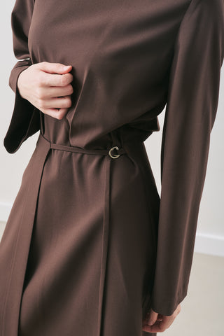 Wrap-Skirt Classic Dress Dark Brown