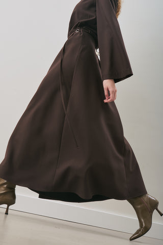 Wrap-Skirt Classic Dress Dark Brown