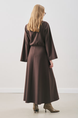 Wrap-Skirt Classic Dress Dark Brown