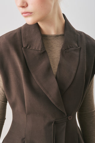 Flowing Tencel Belted Vest Dark Brown