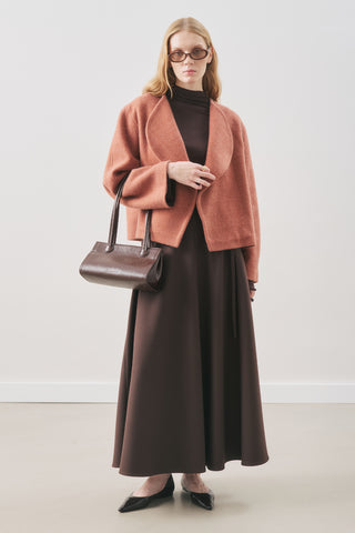 Belted Flared Skirt Dark Brown