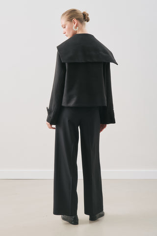 Button-Detail Wool Coat Black