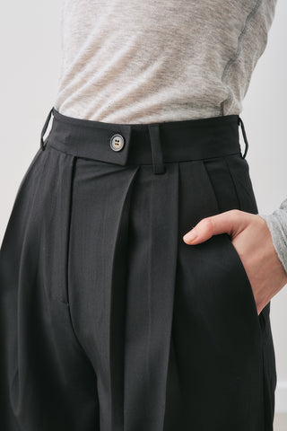 Classic Pleated Trousers Black
