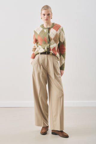 Argyle Pattern Cardigan Green