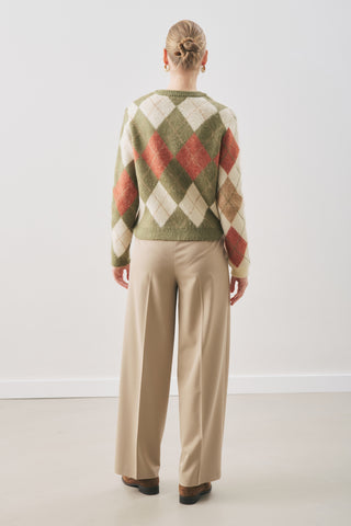 Argyle Pattern Cardigan Green