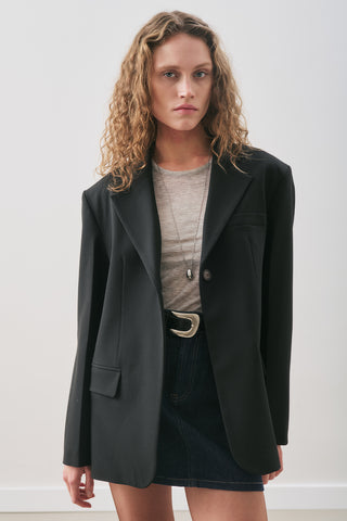 Jun Single-Button Blazer Black