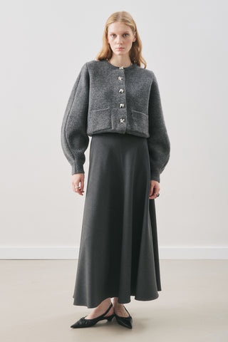 Belted Flared Skirt Anthracite