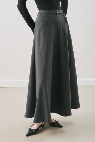 Belted Flared Skirt Anthracite