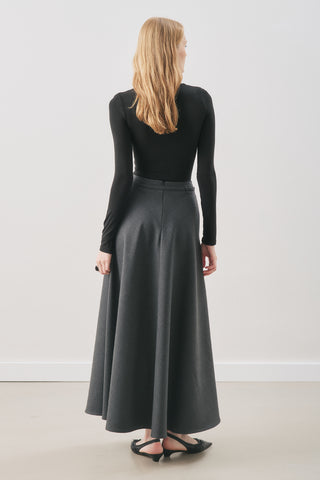 Belted Flared Skirt Anthracite