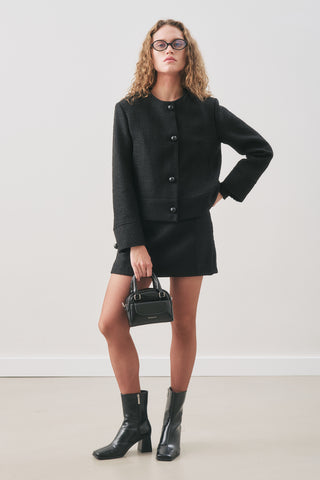 Textured Bouclé Short Jacket Black
