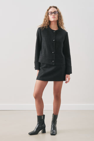 Textured Bouclé Short Jacket Black