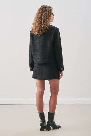 Textured Bouclé Short Jacket Black