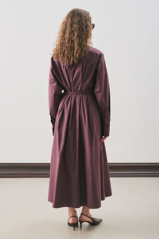 Pleated Detail Shirt Dress Damson