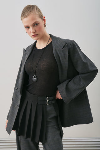 Pleated Skirt With Buckle Detail Black