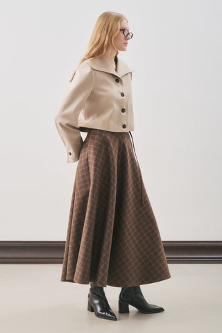 Loren Wide-Collar Short Jacket Beige