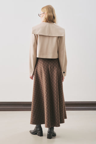 Loren Wide-Collar Short Jacket Beige