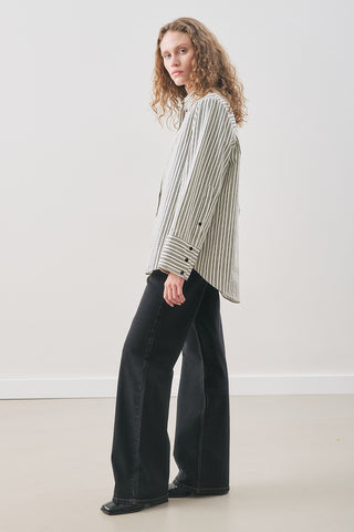Oversized Striped Shirt Black Stripe