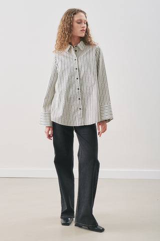 Oversized Striped Shirt Black Stripe
