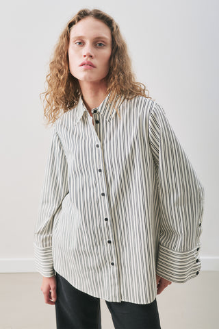 Oversized Striped Shirt Black Stripe