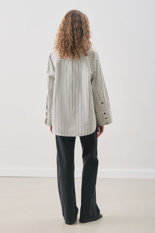 Oversized Striped Shirt Black Stripe