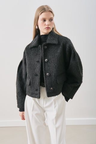 Bouclé Short Coat Black