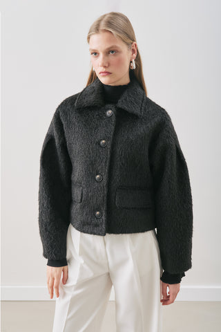 Bouclé Short Coat Black
