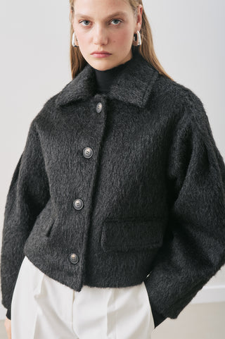 Bouclé Short Coat Black