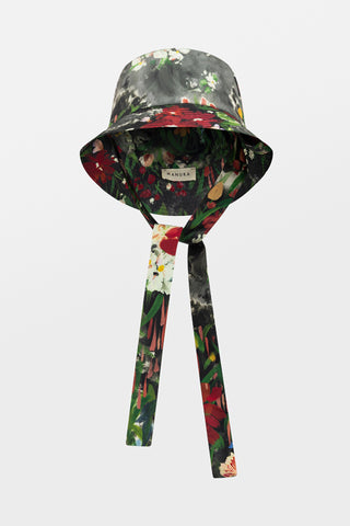 Bucket Hat With String Dark Garden