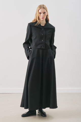 Loren Wide-Collar Short Jacket Black