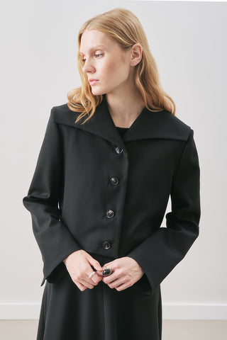 Loren Wide-Collar Short Jacket Black