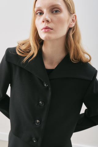 Loren Wide-Collar Short Jacket Black