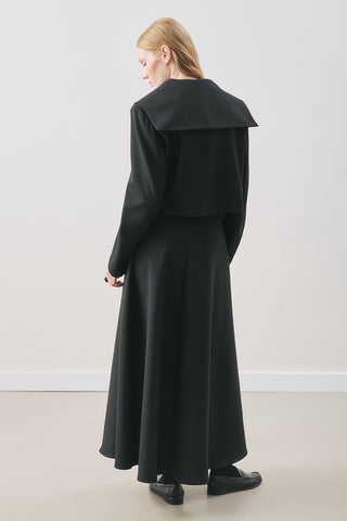 Loren Wide-Collar Short Jacket Black