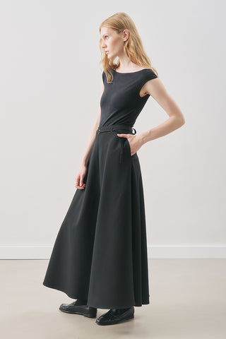 Belted Flared Skirt Black