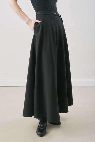 Belted Flared Skirt Black