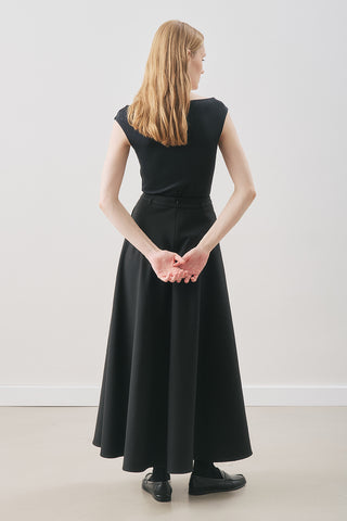 Belted Flared Skirt Black