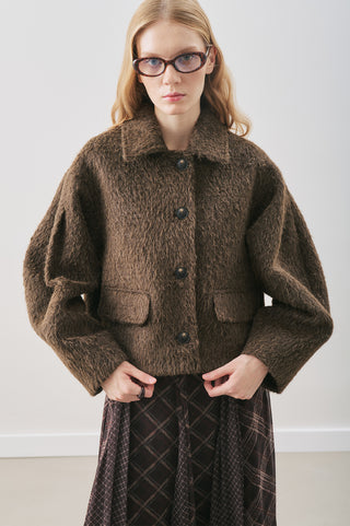 Bouclé Short Coat Brown