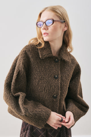 Bouclé Short Coat Brown