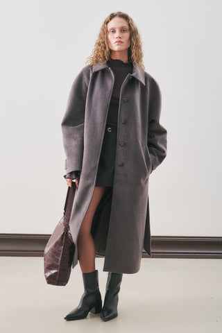 Premium Wool Long Coat Anthracite