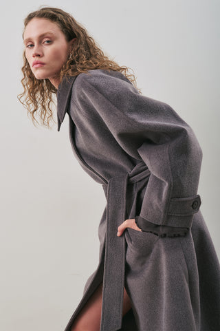 Premium Wool Long Coat Anthracite
