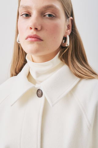 Premium Wool Long Coat Ecru