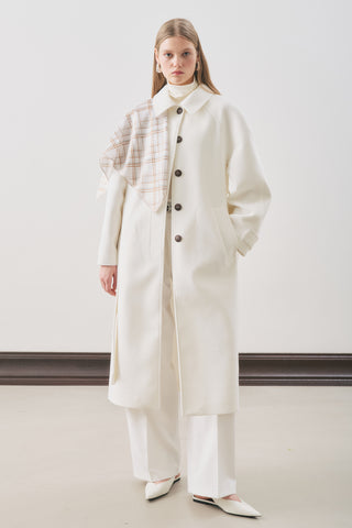 Premium Wool Long Coat Ecru