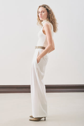 Classic Pleated Trousers Ecru
