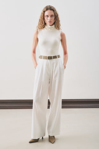 Classic Pleated Trousers Ecru