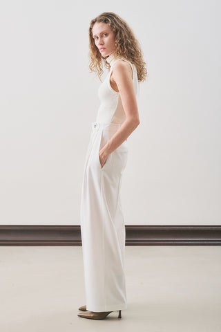 Classic Pleated Trousers Ecru