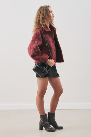 Bouclé Short Coat Burgundy