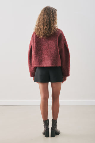 Bouclé Short Coat Burgundy