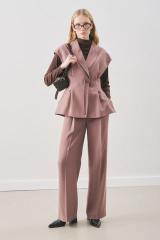 Flowing Tencel Belted Vest Dusty Rose