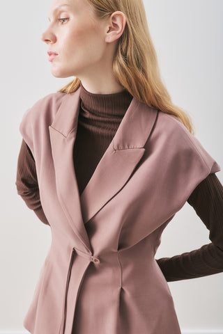Flowing Tencel Belted Vest Dusty Rose
