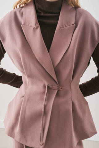 Flowing Tencel Belted Vest Dusty Rose